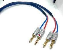 Load image into Gallery viewer, Van Damme Blue Series Studio 2 x 2.5mm Speaker Cable 2m Pair - Gold Banana plugs