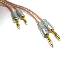 Load image into Gallery viewer, Speaker Cable High Quality Figure 8 OFC 2 x 2m Gold Banana Plugs Terminated Pair