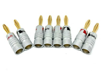 Load image into Gallery viewer, 8 X Gold Plated Banana Speaker Plugs Hi-Fi Pro Quality Red/Black