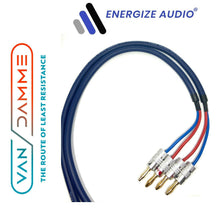 Load image into Gallery viewer, Van Damme Blue Series Studio 2 x 2.5mm Speaker Cable 2m Pair - Gold Banana plugs