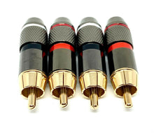 Load image into Gallery viewer, 4 Gold Plated HQ RCA Phono Plugs - High Quality Audio & Video Connectors, Hi-Fi