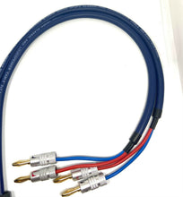 Load image into Gallery viewer, Van Damme Blue Series Studio 2 x 2.5mm Speaker Cable 2m Pair - Gold Banana plugs