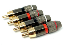 Load image into Gallery viewer, 4 Gold Plated HQ RCA Phono Plugs - High Quality Audio & Video Connectors, Hi-Fi