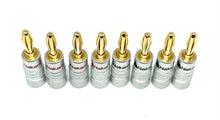 Load image into Gallery viewer, 8 X Gold Plated Banana Speaker Plugs Hi-Fi Pro Quality Red/Black