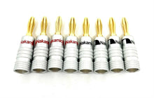 Load image into Gallery viewer, 8 X Gold Plated Banana Speaker Plugs Hi-Fi Pro Quality Red/Black