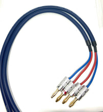 Load image into Gallery viewer, Van Damme Blue Series Studio 2 x 2.5mm Speaker Cable 2m Pair - Gold Banana plugs