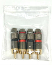 Load image into Gallery viewer, 4 Gold Plated HQ RCA Phono Plugs - High Quality Audio & Video Connectors, Hi-Fi