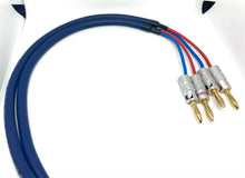 Load image into Gallery viewer, Van Damme Blue Series Studio 2 x 2.5mm Speaker Cable 2m Pair - Gold Banana plugs