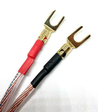 Load image into Gallery viewer, Van Damme Hi-Fi Series LC-OFC 2x4mm Speaker Cables 2x2.5m - Terminated Spade-RCA
