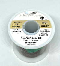 Load image into Gallery viewer, Kester Solder Wire Sn63Pb37 14 AWG / 16 SWG / 1.5 mm Spool - 63/37 No-Clean Flux
