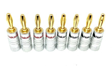 Load image into Gallery viewer, 8 X  Gold Plated Banana Speaker Plugs Hi-Fi Pro Quality Red/Black
