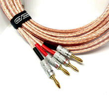Load image into Gallery viewer, Van Damme Hi-Fi Series LC-OFC 2x4mm Speaker Cables 2x2.5m - Terminated Spade-RCA
