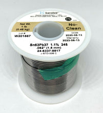 Load image into Gallery viewer, Kester Solder Wire Sn63Pb37 14 AWG / 16 SWG / 1.5 mm Spool - 63/37 No-Clean Flux
