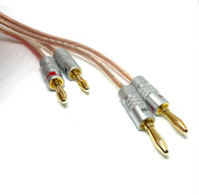 Load image into Gallery viewer, Speaker Cable High Quality Figure 8 OFC 2 x 2m Gold Banana Plugs Terminated Pair
