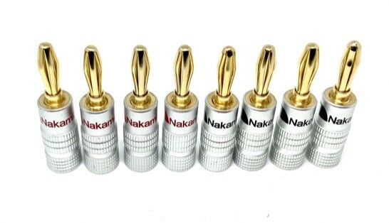 8 X  Gold Plated Banana Speaker Plugs Hi-Fi Pro Quality Red/Black