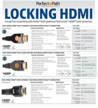 Load image into Gallery viewer, Perfect Path Locking HDMI Cable with Ethernet Channel 10.2Gb 4K ARC Gold Plated
