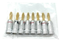 Load image into Gallery viewer, 8 X  Gold Plated Banana Speaker Plugs Hi-Fi Pro Quality Red/Black
